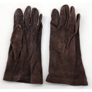 Vintage BACMO Women’s Size 6 3/4 Soft Suede Brown Thin Unlined Gloves